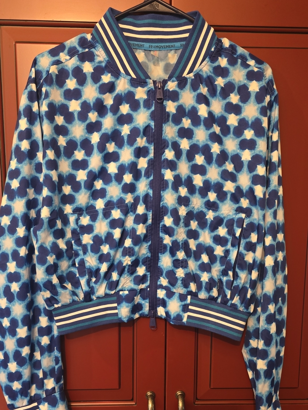 Blue Patterned Bomber Jacket Free People